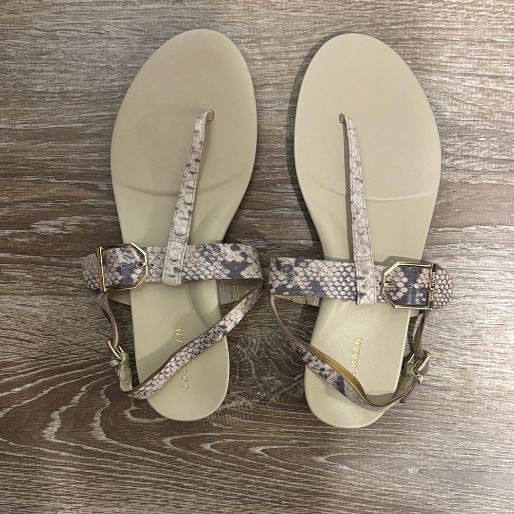 Cole Haan Snakeskin Pattern Sandals with Beige Base